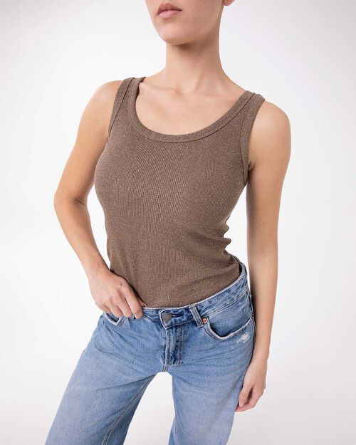 Camiseta sin mangas taupe de estilo vers&aacute;til, TAUPE