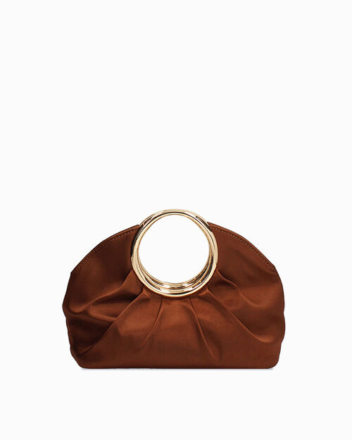 Pochette marrone con tracolla removibile, BROWN