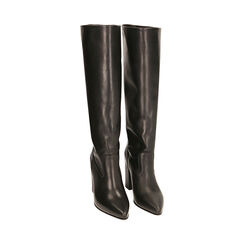 Botas negras de piel, tacón de 9 cm., Primadonna, 19L601651PENERO036, 002 preview