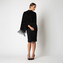 Pashmina noir et argent en tissu enveloppant, Primadonna, 26B405104TSNEARUNI, 002a
