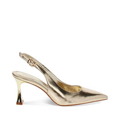 D&eacute;collet&eacute; slingback oro tacco 7,5 cm, Scarpe, 272141101LMOROG036, 001a
