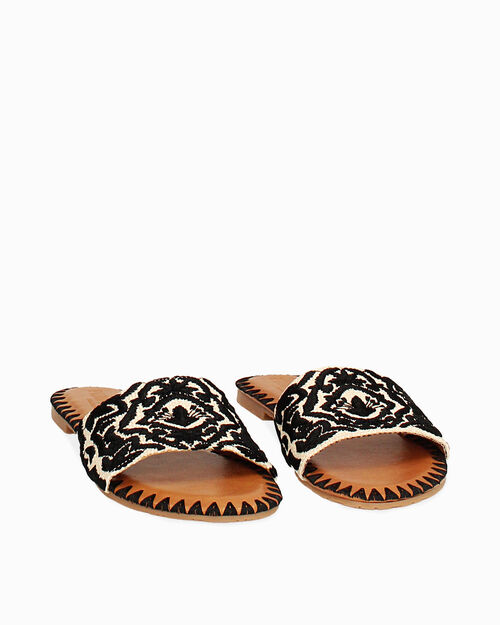 CHAUSSURES POUR FEMMES FLAT RAFFIA NERO, BLACK