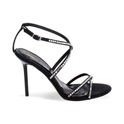 Sandali neri con pietre tacco 9,6 cm, Primadonna, 272126910RPNERO035, 001 preview