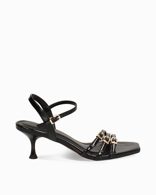 WOMEN SHOES SANDAL SYNTHETIC PATENT NERO, BLACK