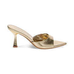 Mules Open Toe oro in laminato, tacco 8 cm, Ultime occasioni, 234948301LMOROG035, 001 preview