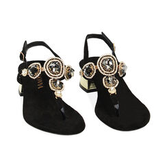 Sandalias con tacón negras de microfibra con piedras, Primadonna, 234946621MPNERO037, 002 preview