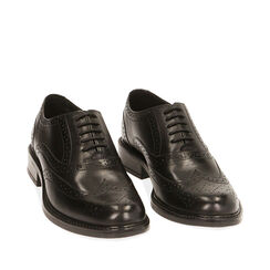Zapatos con cordones negros de piel, Rebajas, 18L921032PENERO036, 002a