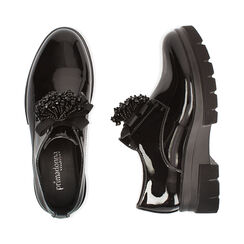 Chaussures à lacets noires vernies, semelle compensée 5 cm , Soldés, 180685981VENERO036, 003 preview