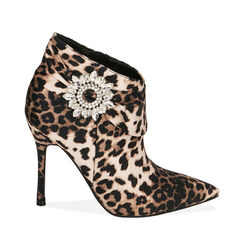 Bottines en satin léopard, talon 10,5 cm , Primadonna, 202186104RSLEOP036, 001a