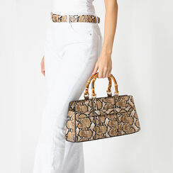 Sac à main femme marron en python, Primadonna, 25M740312PTMARRUNI, 002a