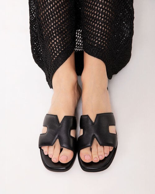 Sandali bassi neri minimal chic, BLACK