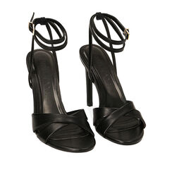 Sandali neri con cinturino, tacco 10,5 cm, 212105603EPNERO037, 002a