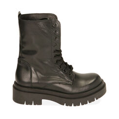 Botas militares de cuero negro, tacón de 4 cm., Special Price, 20A552040PENERO035, 001a