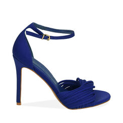 Sandales en lycra bleu, talon 10,5 cm , 192131028LYBLUE037, 001a