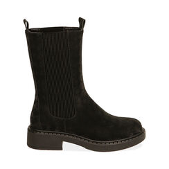 Chelsea boots neri in microfibra nabuk, tacco 4 cm , Special Price, 180624306MNNERO035, 001 preview