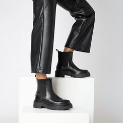 Bottines Beatles noires en cuir véritable avec talon de 5,5 cm, Primadonna, 26N565073PENERO035, 002a
