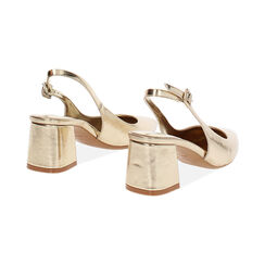 Décolleté slingback donna dorate, tacco largo 6,5 cm, Primadonna, 252121506LMOROG035, 004 preview