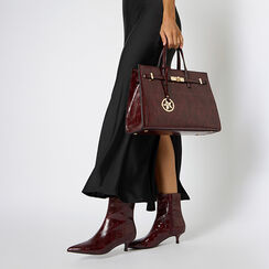 Tronchetti bordeaux in stampa cocco con tacco 4,5 cm, Primadonna, 264908607CCBORD035, 002 preview