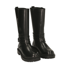 Botas biker de piel en color negro , 16B811402PENERO036, 002a