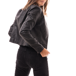 Biker jacket nera in eco-pelle, Abbigliamento, 146507261EPNEROM, 002 preview