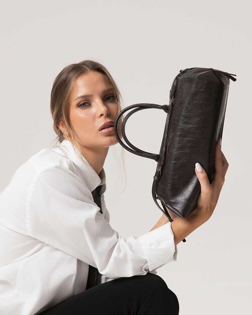 SACS SAC A MAIN SYNTHETIQUE CUIR MORO, DK BROWN