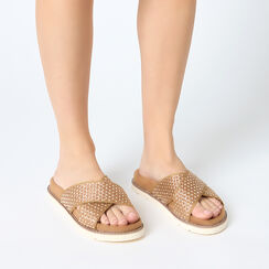 Sandali bassi donna marroni in raffia, Primadonna, 25P347702RFMARR036, 002a