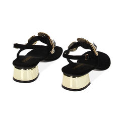 Sandalias con tacón negras de microfibra con piedras, Primadonna, 234946621MPNERO037, 003 preview