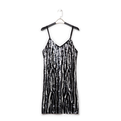 Mini-dress nero zebrato,