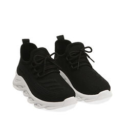 Sneakers negras en tejido técnico, REBAJAS, 179702610TSNERO035, 002a