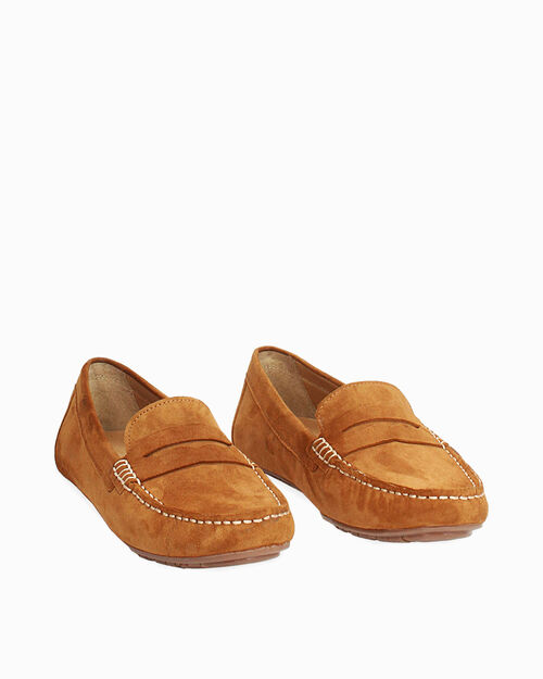 Mocassini in camoscio cognac, COGNAC