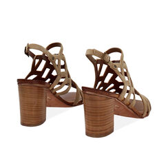 Sandalo da donna taupe in camoscio, tacco largo 7,5 cm, Primadonna, 257239909CMTAUP035, 004 preview