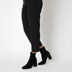 Botines negros en microfibra con tacón de 7,5 cm., Primadonna, 264943701MFNERO035, 002a