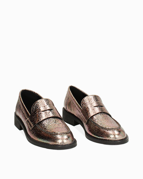 ZAPATOS MOCASIN LAMINADO CRACK BRON, BRONZE