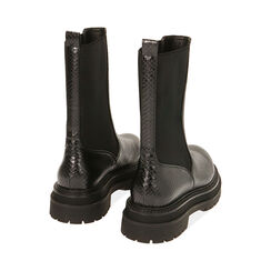 Chelsea boots noires imprimé vipère, talon 5 cm , Soldes, 180611270EVNERO036, 004 preview
