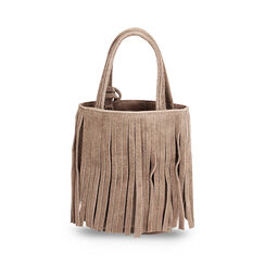 Mini bag con frange taupe in camoscio, Primadonna, 260805168CMTAUPUNI, 004 preview
