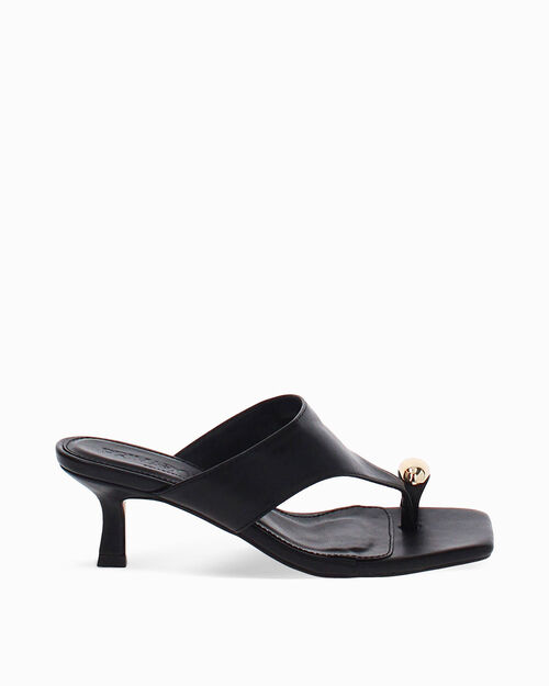 Mules neri open toe tacco 6 cm, BLACK