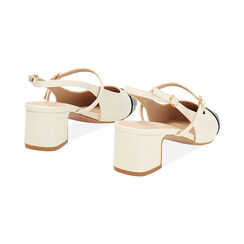 Décolleté slingback donna panna-nere, tacco largo 5 cm, Primadonna, 254920718EPPANE035, 004 preview