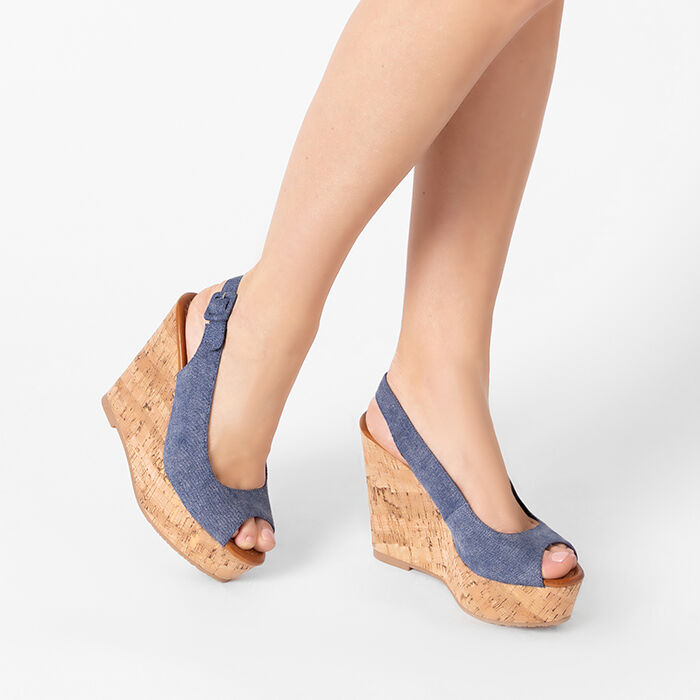 Zeppe Donna Sandali Con Zeppa Di Jeans Saralòpez Sandali Donna