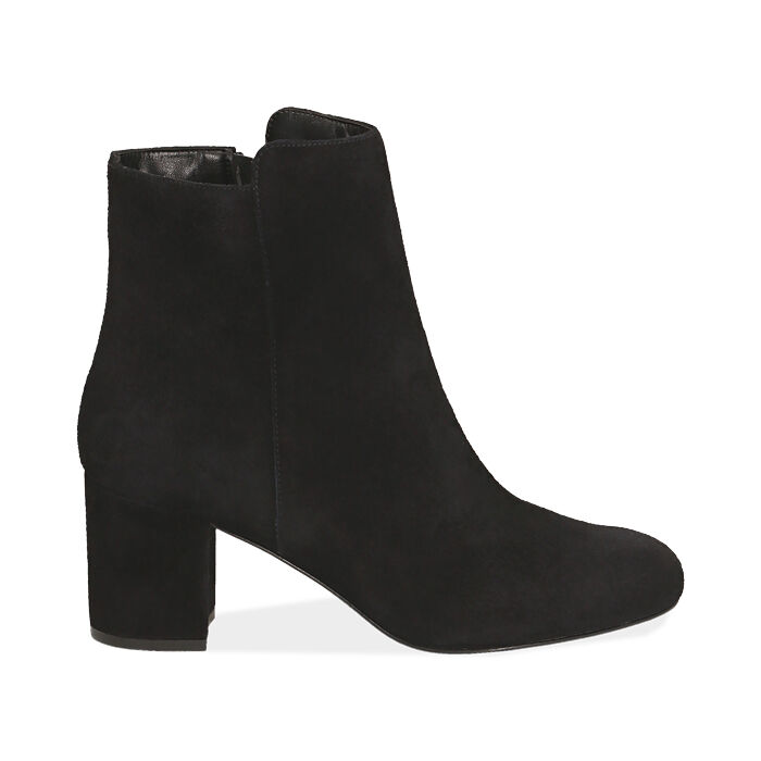 Botines color negro para mujer en gamuza,tacón 6,50 cm | Primadonna  Collection
