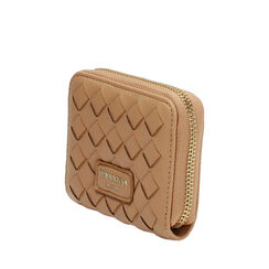 Cartera de mujer beige entrelazada pequeña, Primadonna, 255700506EIBEIGUNI, 002a