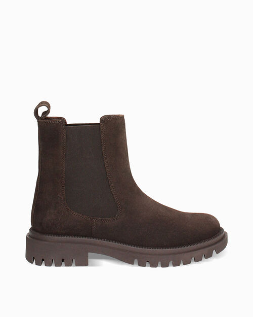 Stivaletti chelsea testa di moro tacco 4 cm, DK BROWN
