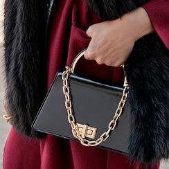 Mini bag nera lucida con catenella, Primadonna, 265126021EUNEROUNI, 002a