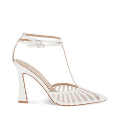 Zapatos de mujer de tacón slingback blancos elegantes, Primadonna, 252117402EPBIAN035, 001a