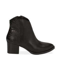 Camperos neri in pelle, tacco 6 cm , Stivaletti, 141612965PENERO036, 001a