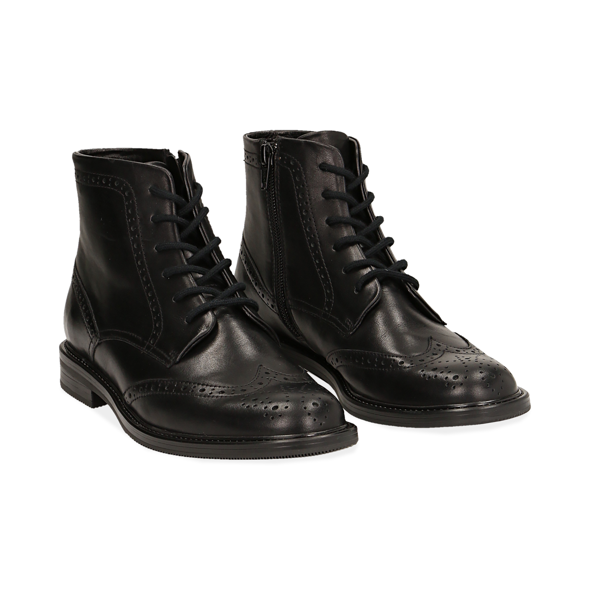 Polacchino nero in pelle con lavorazione Duilio | Primadonna Collection