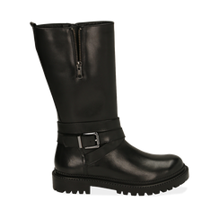 Botas biker de piel en color negro , 16B811402PENERO036, 001a