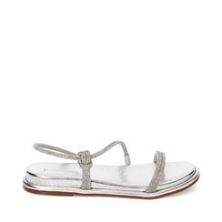 Sandalias bajas plateadas en laminado con piedras, Primadonna, 234991501LPARGE035, 001a