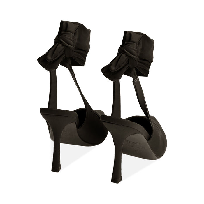 Decollete lace up nere in tessuto tacco 9 cm