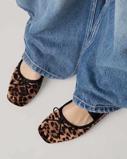 Ballerine leopard con fiocco decorativo, LEOPARD