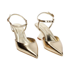 Décolleté slingback oro laminate, zeppa 6,1 cm, Primadonna, 232170501LMOROG035, 002 preview